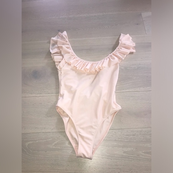 Lovers + Friends Blush Flutter By Ruffle One Piece Swimsuit sz M - Picture 5 of 8